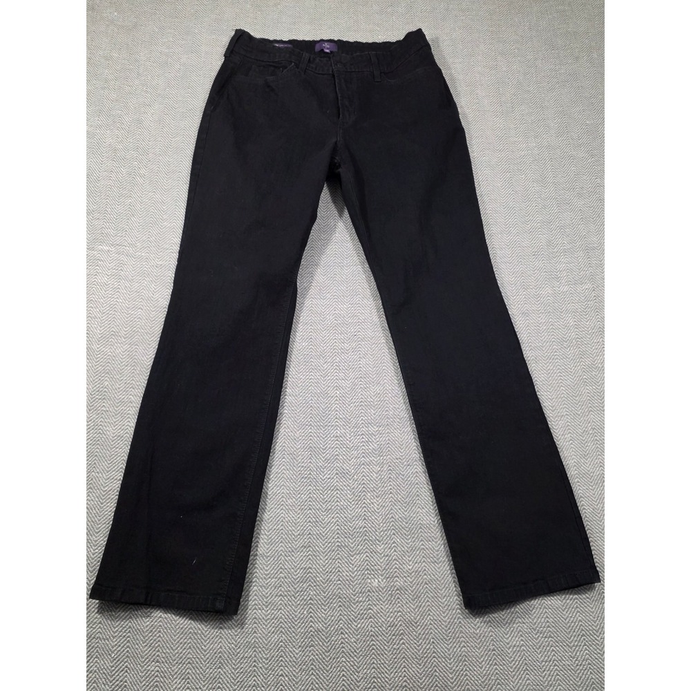 NYDJ Marilyn Straight Leg Black Jeans Lift Tuck Technology 12P Petite